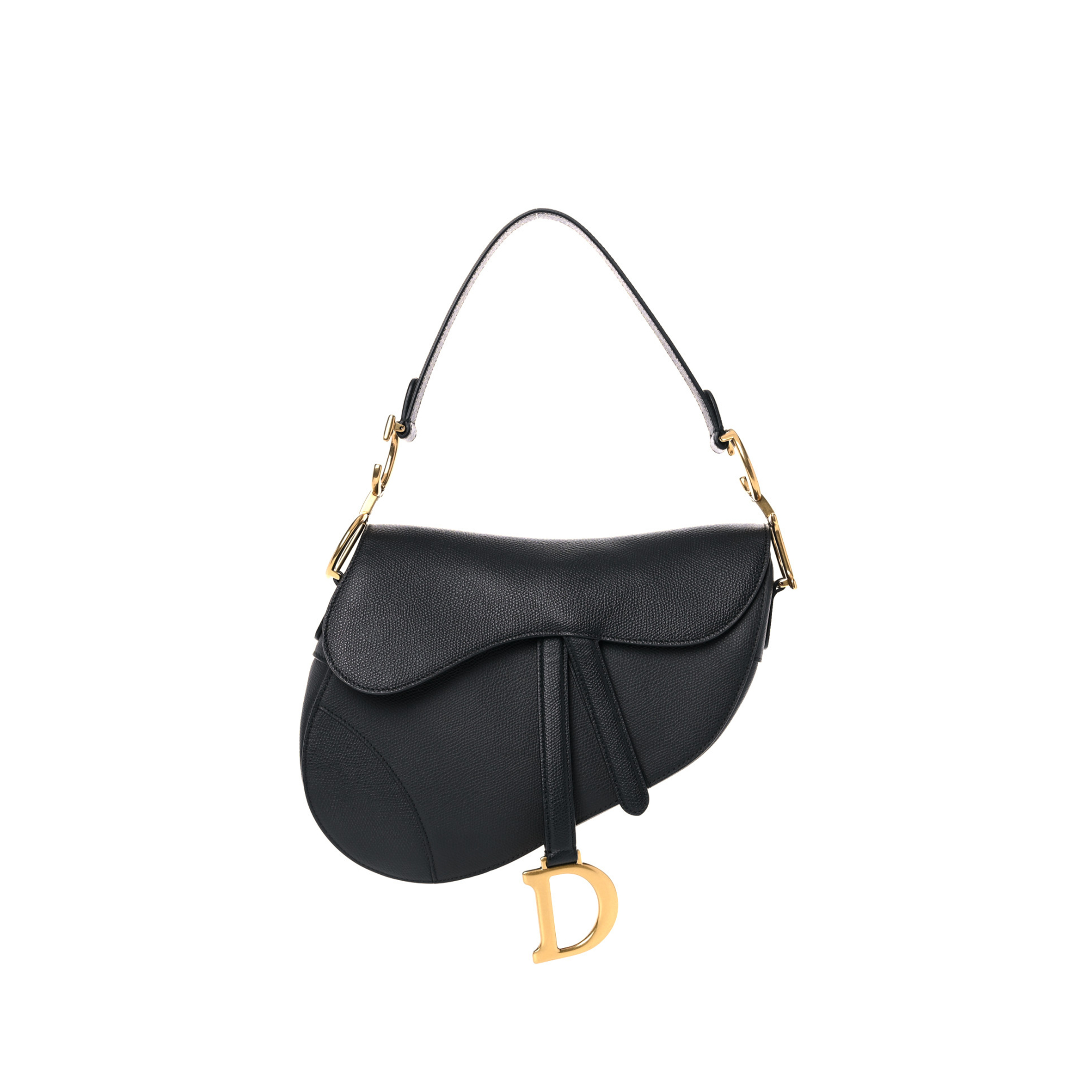 DIOR GRAINED CALFSKIN SADDLE BAG BLACK (25*23*5cm) 